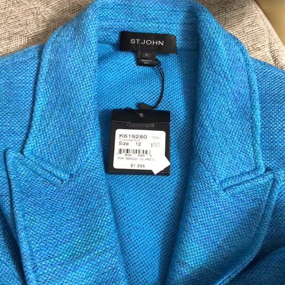 🌺New St. John Turquoise Multi Jacket size 12 - Picture 3 of 8